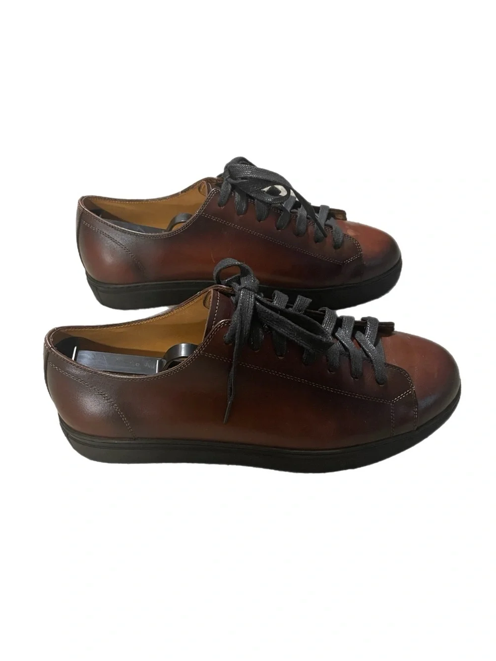 Mens Italian Leather OOGGII Luxury Brown Sneakers